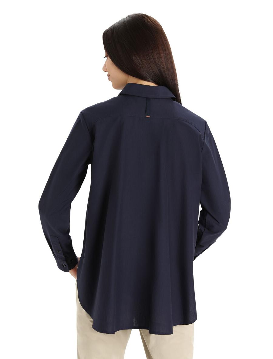 Midnight Navy Icebreaker Merino Berlin Shirt Women's Long Sleeve | AU 1641DFMN